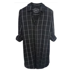 Rails Windowpane Black Shirt Dress White Grid XS